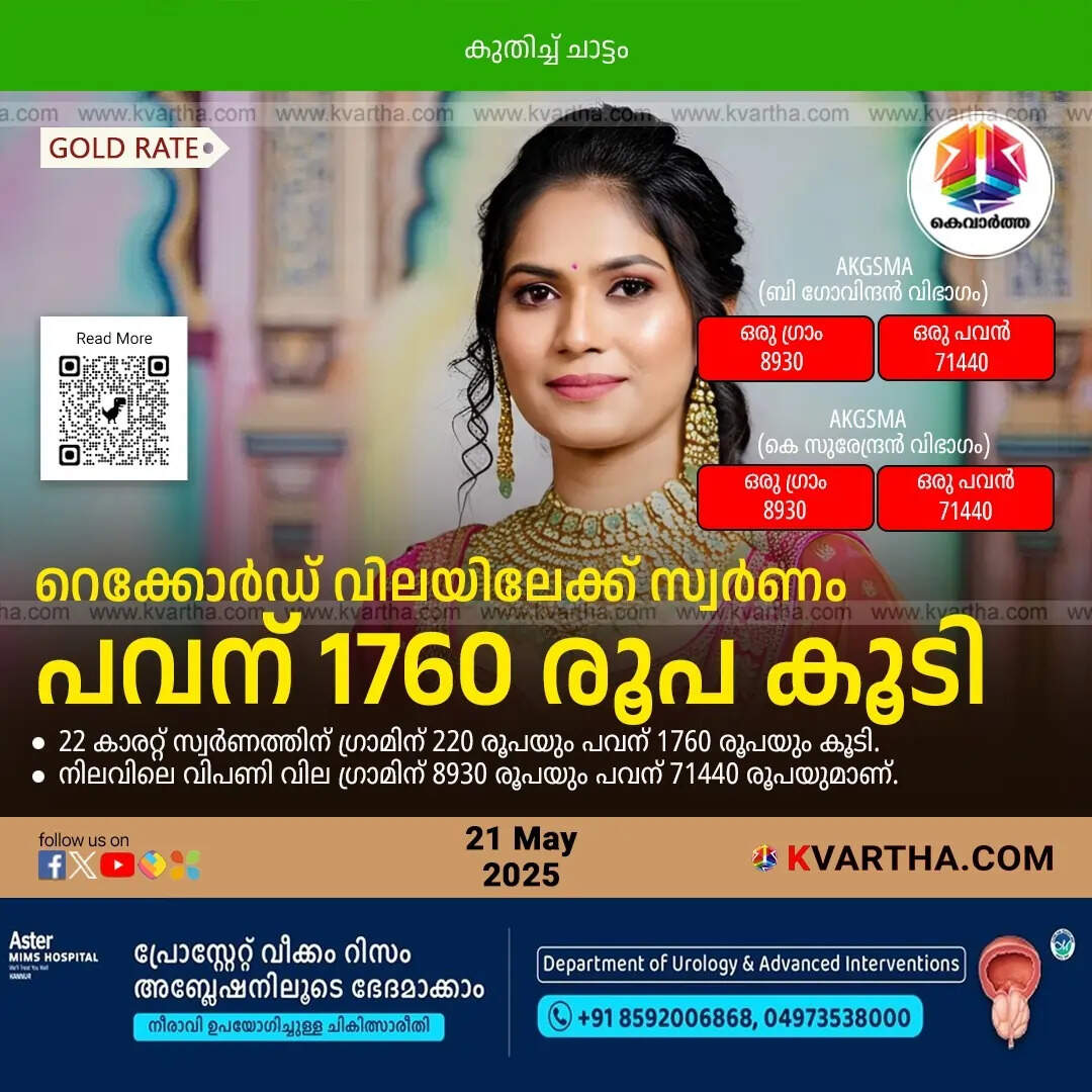 Bride Representing Kerala Gold Price May 21