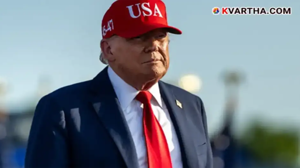 A symbolic image of US President Trump and women participating in protests in Iran.