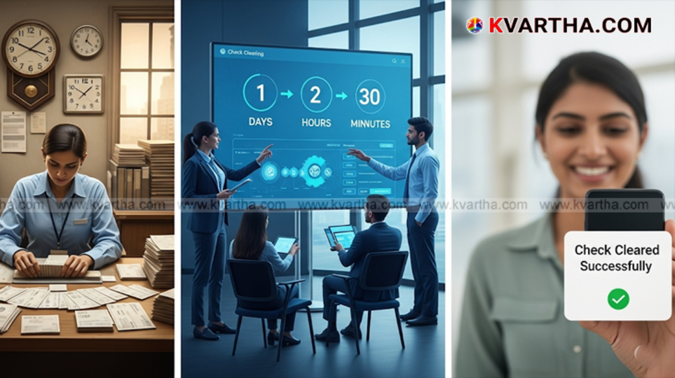 A symbolic photo of a check and the RBI logo, representing the new check clearing system.