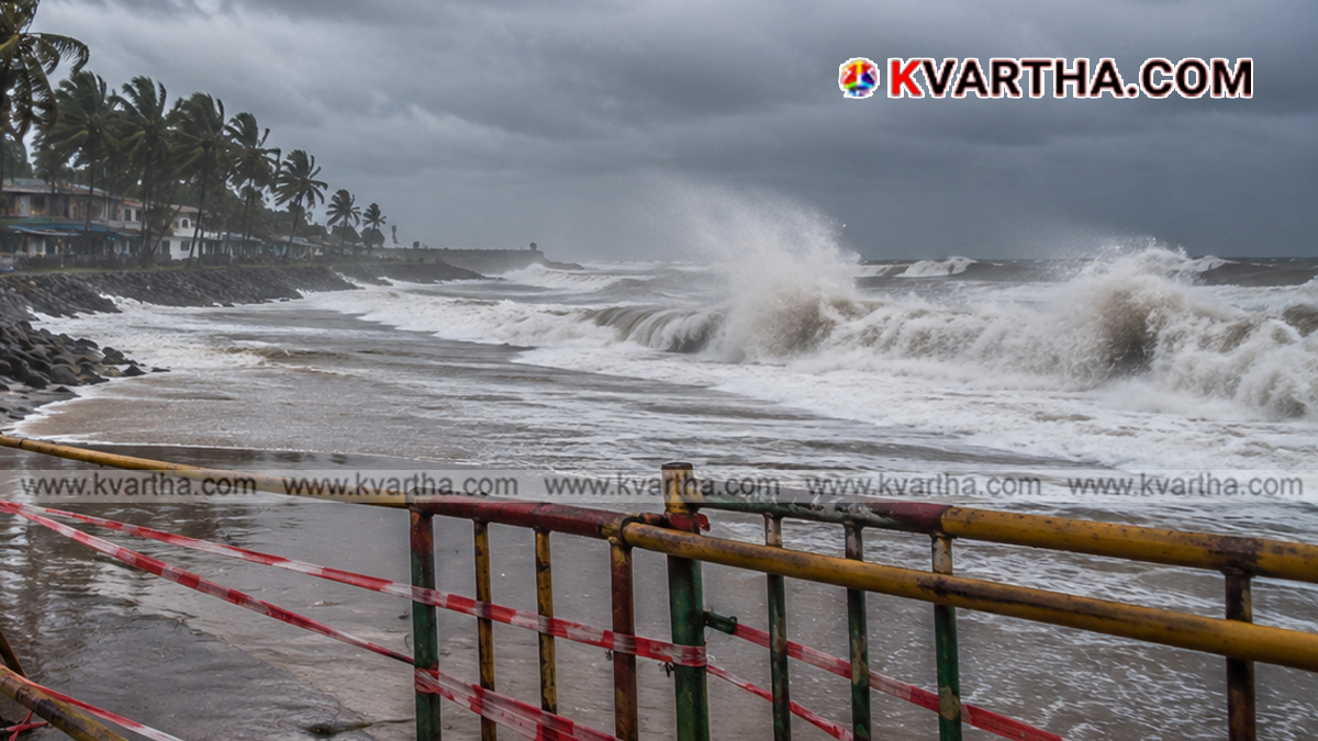 Representational image of high waves and Kallakkadal phenomenon on the Kerala coast