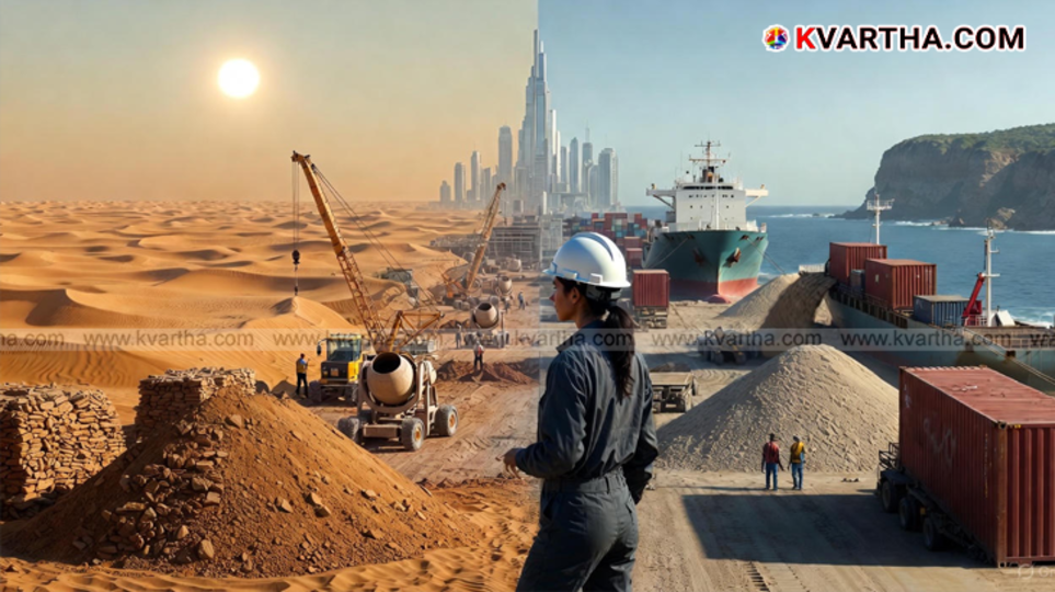 Desert sand dunes vs construction site sand in Saudi Arabia