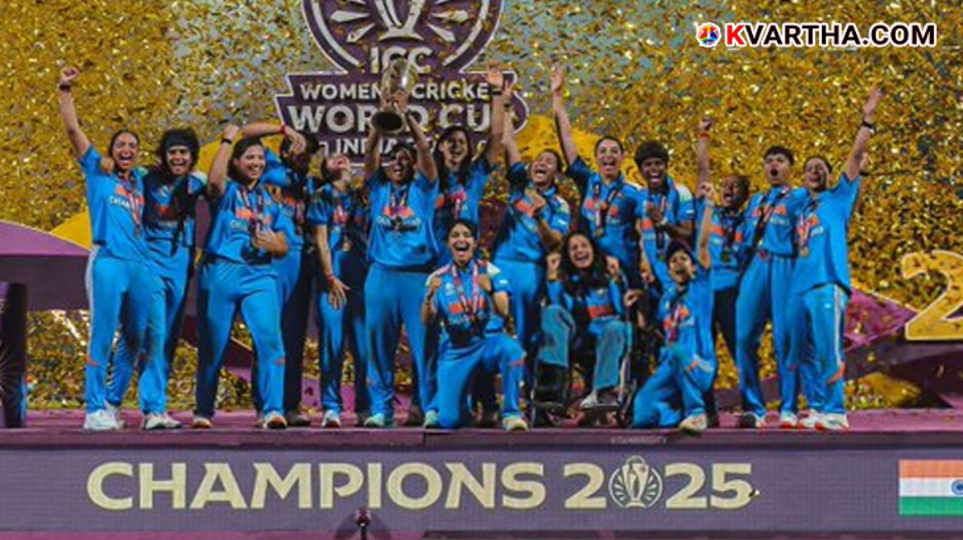Indian captain Harmanpreet Kaur celebrating the ICC World Cup victory.