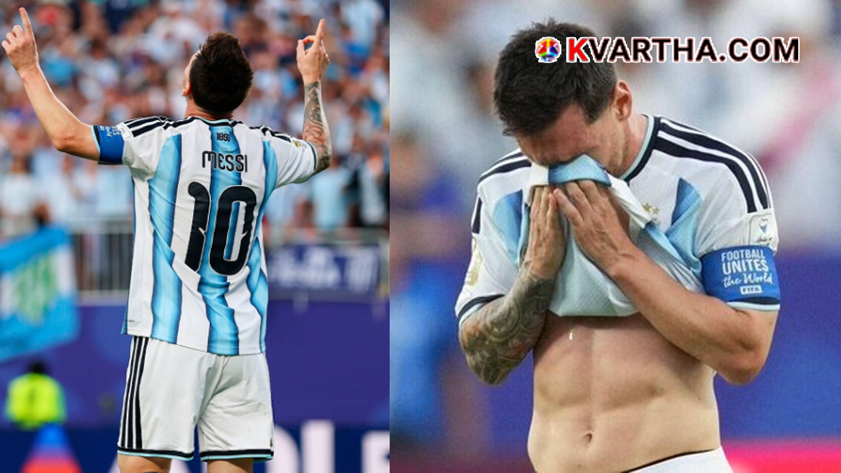 Emotional Lionel Messi on the field.
