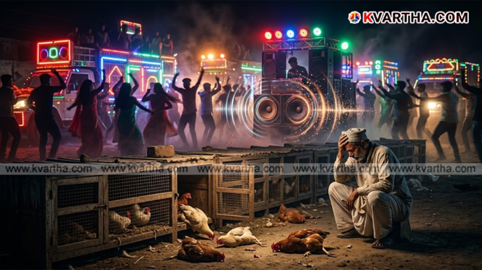 A view of a poultry farm in Sultanpur, Uttar Pradesh, where chickens died due to excessive noise.