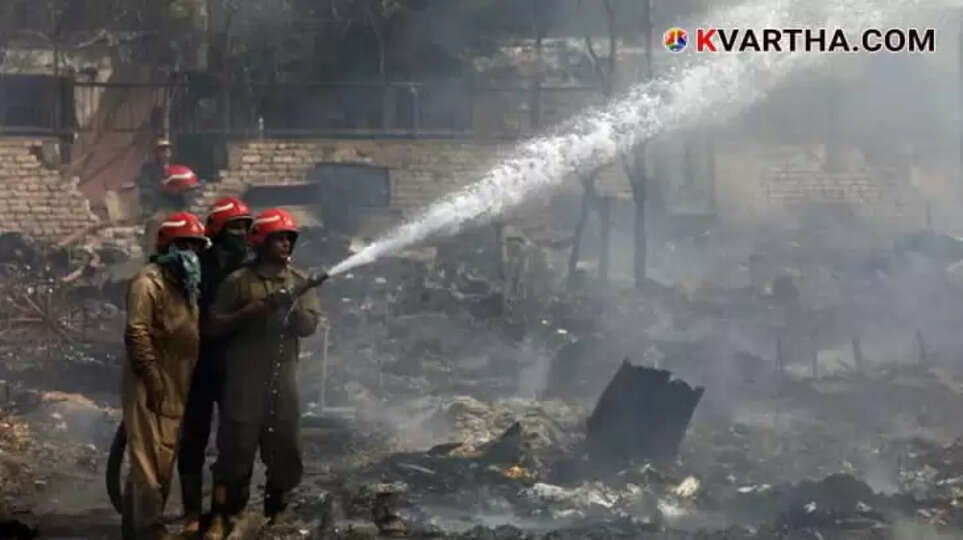 Scene of a slum fire in Rohini, Delhi