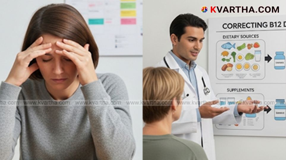 A symbolic image representing health and vitamin B12 deficiency.