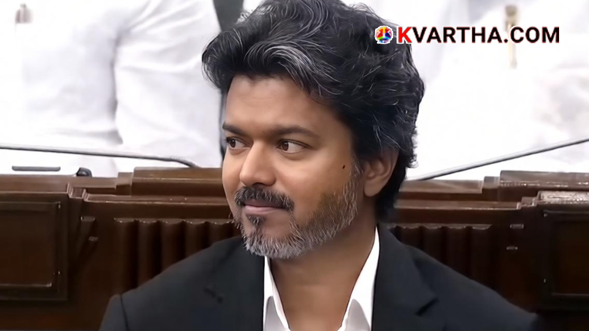 Vijay (TVK leader) during a political event