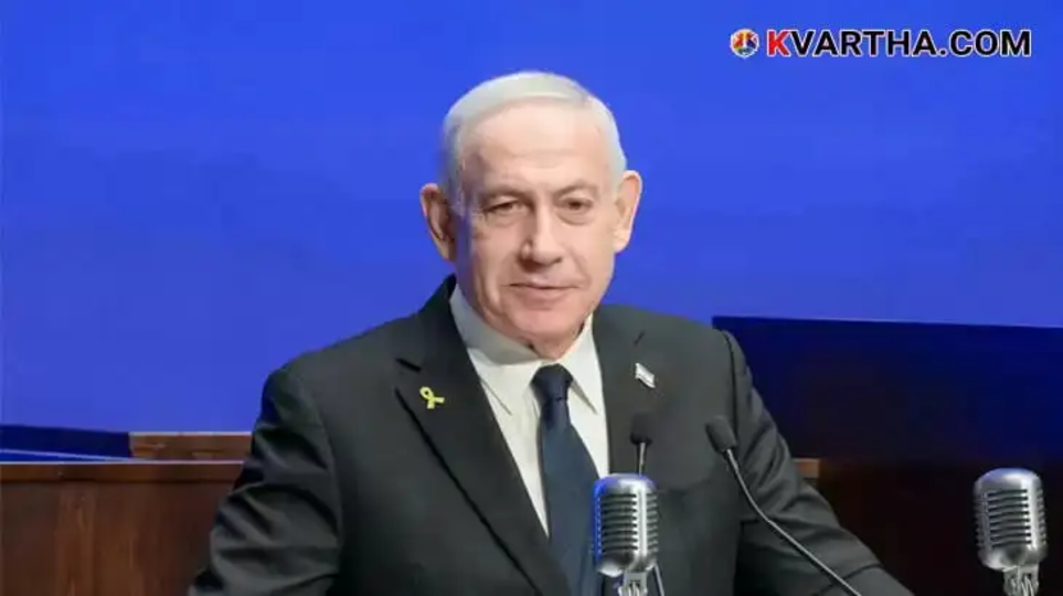 Israeli Prime Minister Benjamin Netanyahu making a statement.