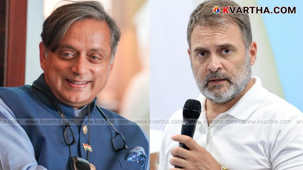 Shashi Tharoor and Rahul Gandhi during an event.