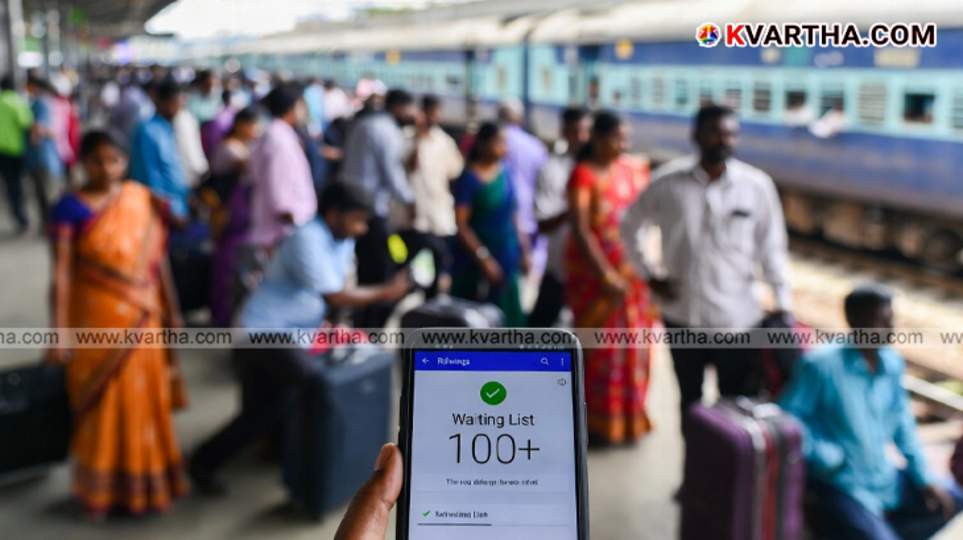 Crowded railway station in Kerala during 2026 election season.