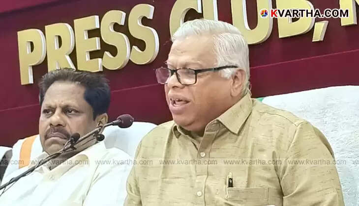 MV Jayarajan, CPM Kannur District Secretary, speaking at a press conference.