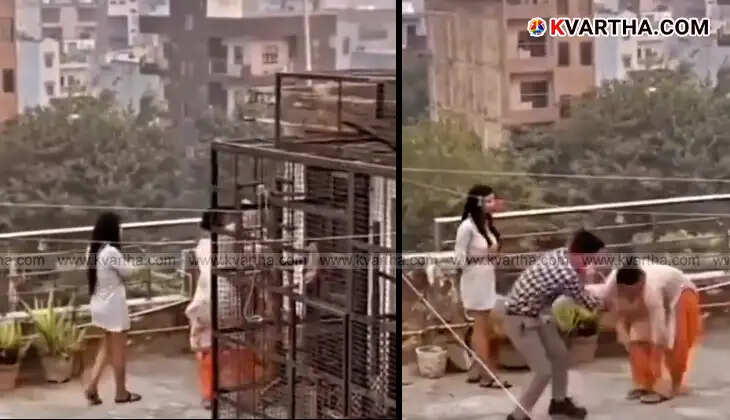 A mother in India catches her daughter's boyfriend on Valentine's Day and hits him with a slipper.