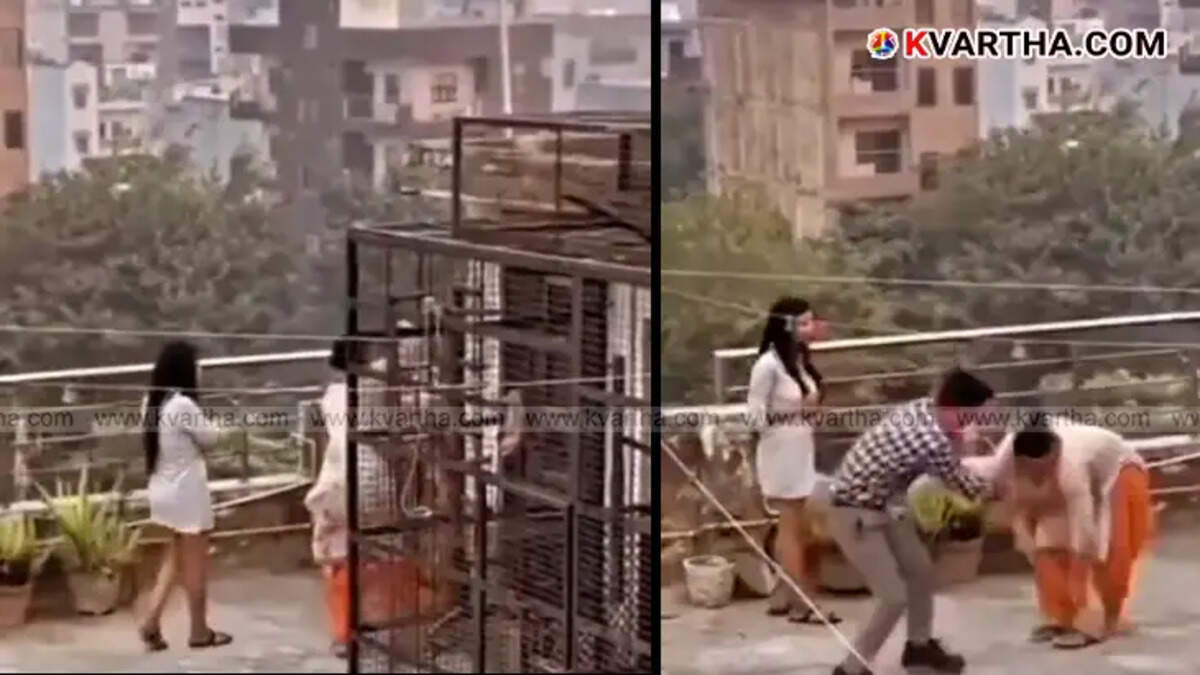 A mother in India catches her daughter's boyfriend on Valentine's Day and hits him with a slipper.