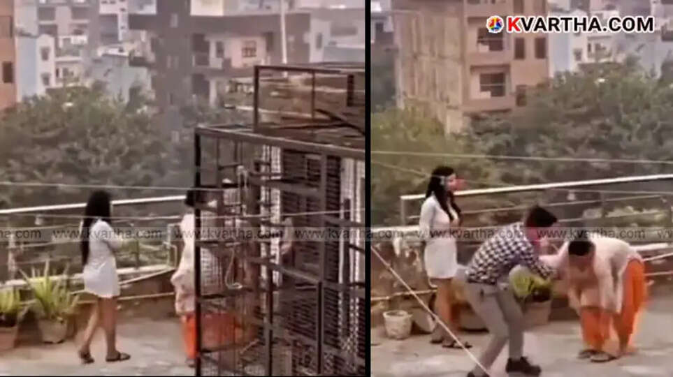 A mother in India catches her daughter's boyfriend on Valentine's Day and hits him with a slipper.