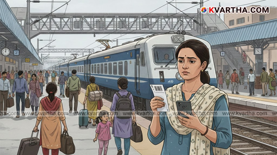 Indian Railway train running on tracks