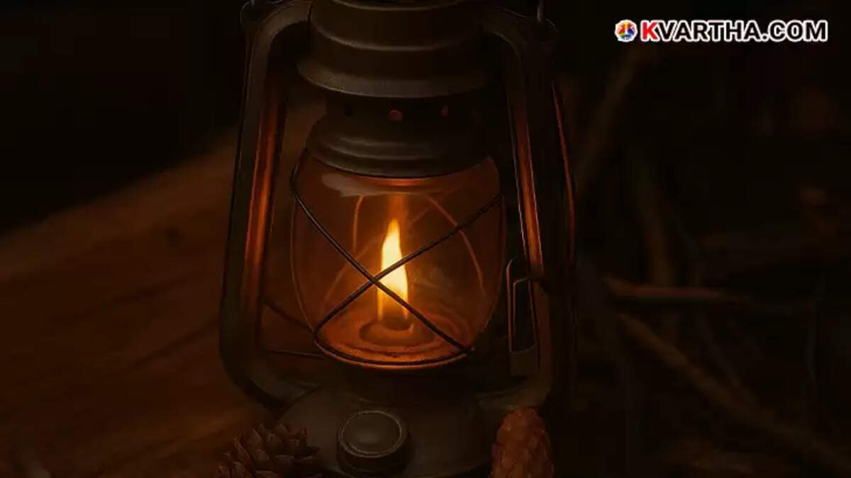An old-fashioned chimney lamp