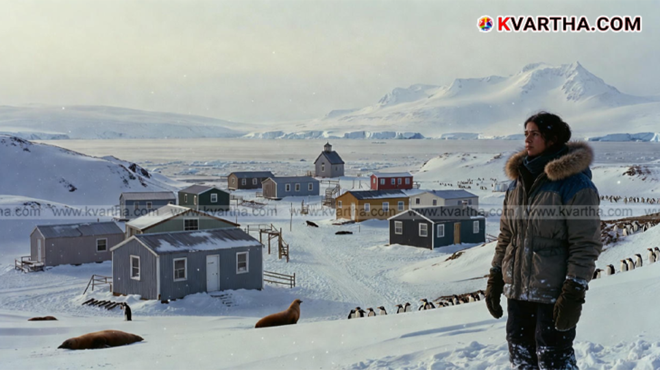 Colorful houses in Villa Las Estrellas village Antarctica