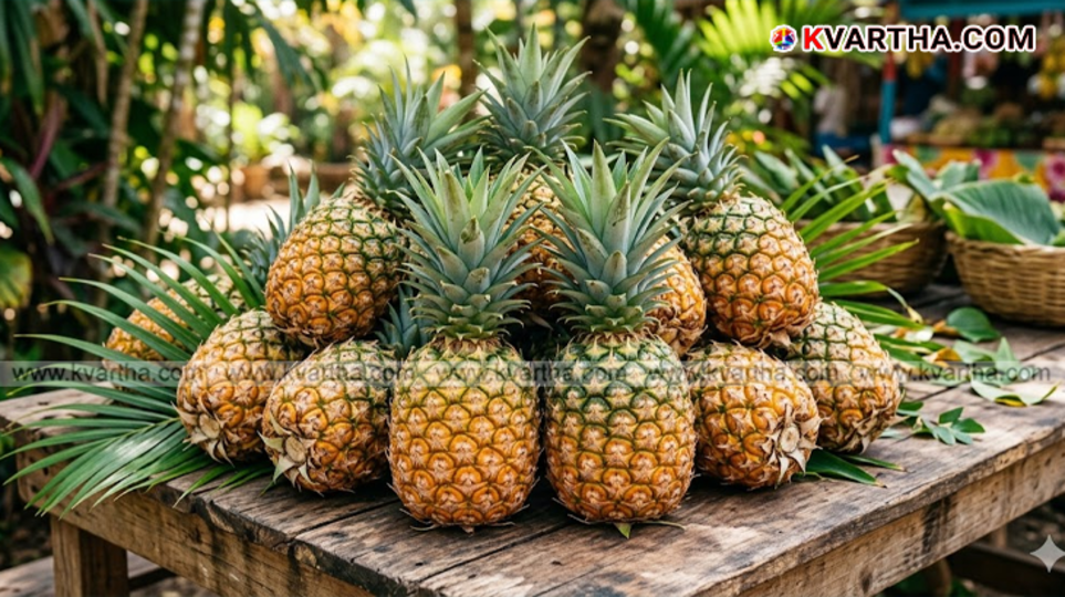 A symbolic view of the pineapple farm and market in Pathanamthitta.