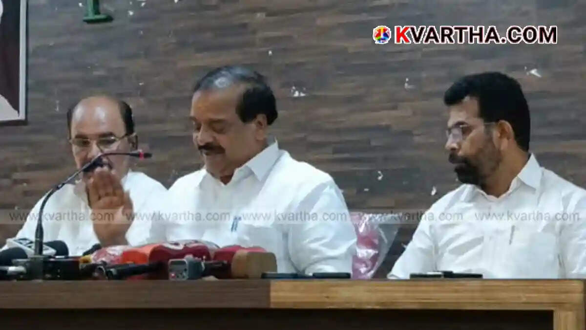 .K. Krishnadas speaking at a press conference