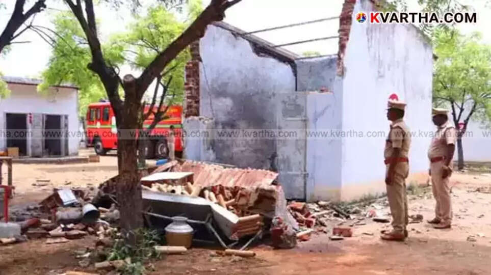 Scene of the firecracker factory after the explosion in Sivakasi.