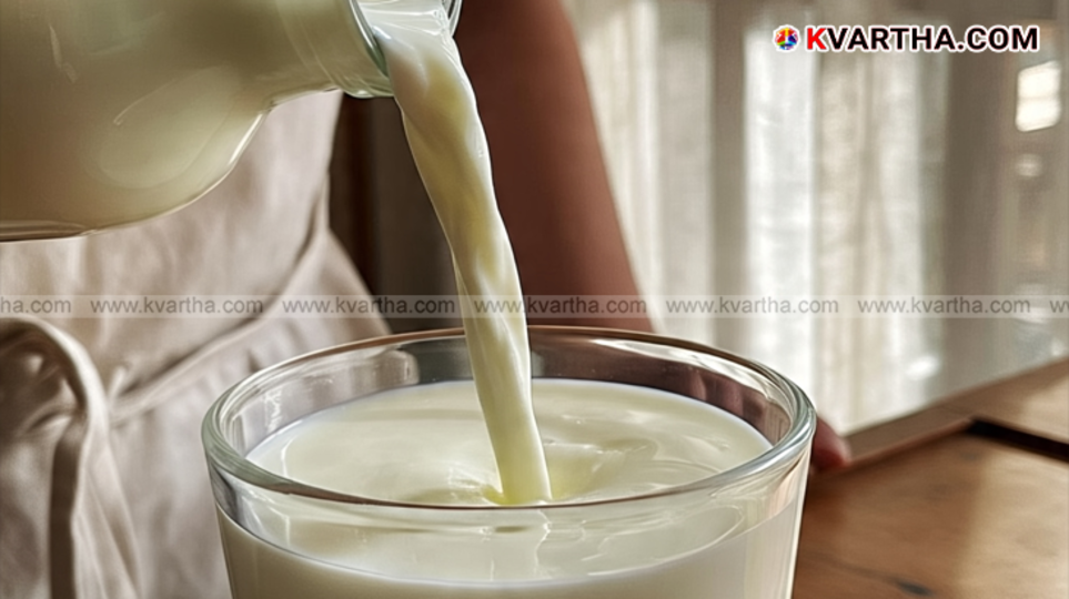  Assortment of cow and plant-based milk cartons on a supermarket shelf.