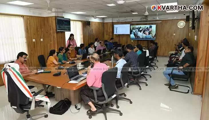 Election Commission control room monitoring live webcasting of sensitive booths