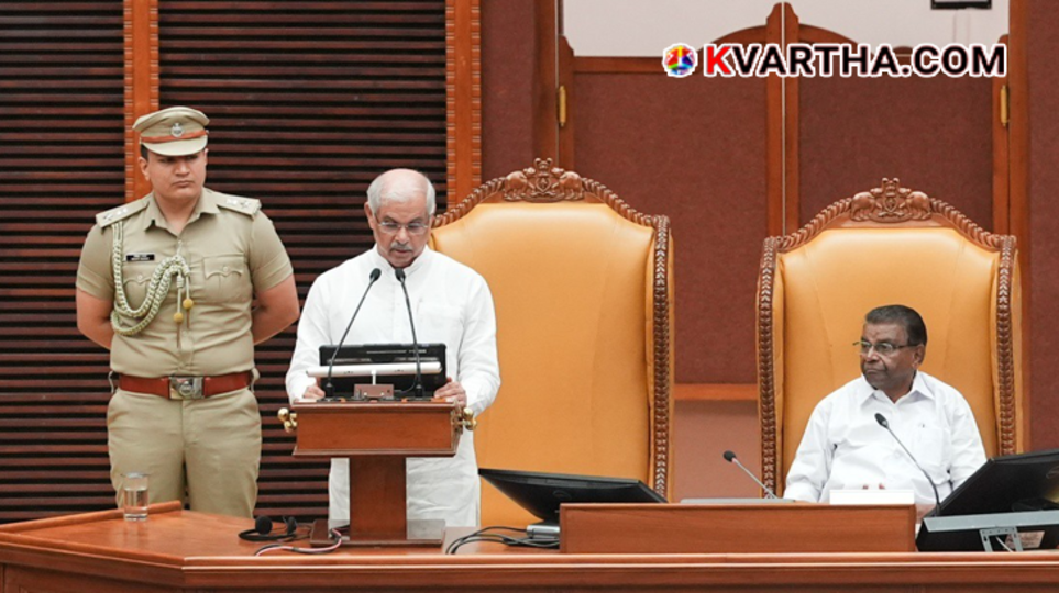  Governor Rajendra Arlekar delivering the policy address in the Kerala Assembly.