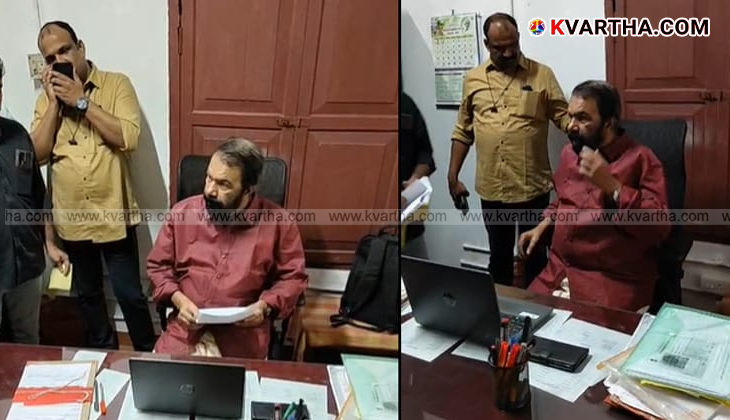 Education Minister V. Sivankutty conducting a surprise inspection at the Kannur North Sub-district Education Office.