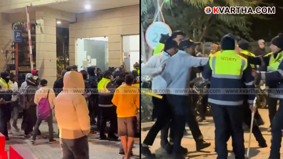 Screen grab of the fight between delivery boy's group and security guards in Noida.