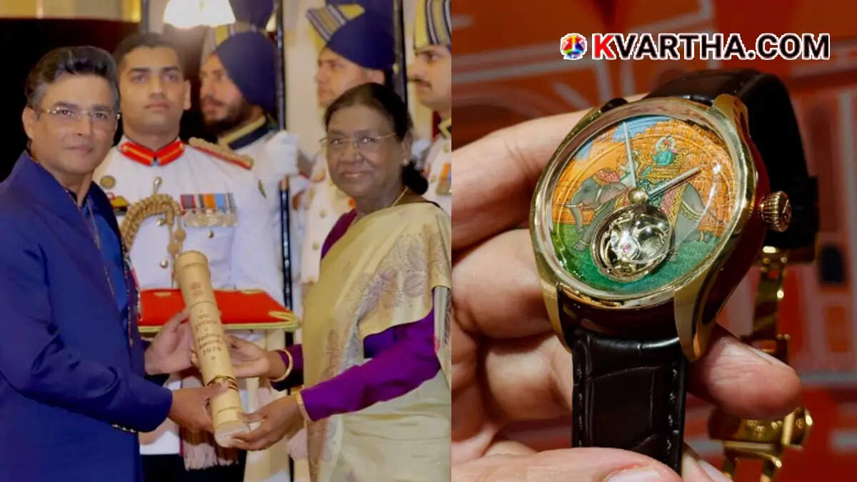 Actor R Madhavan receiving the Padma Shri award