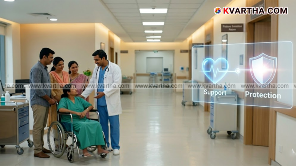 A symbolic scene indicating marriage and health care.