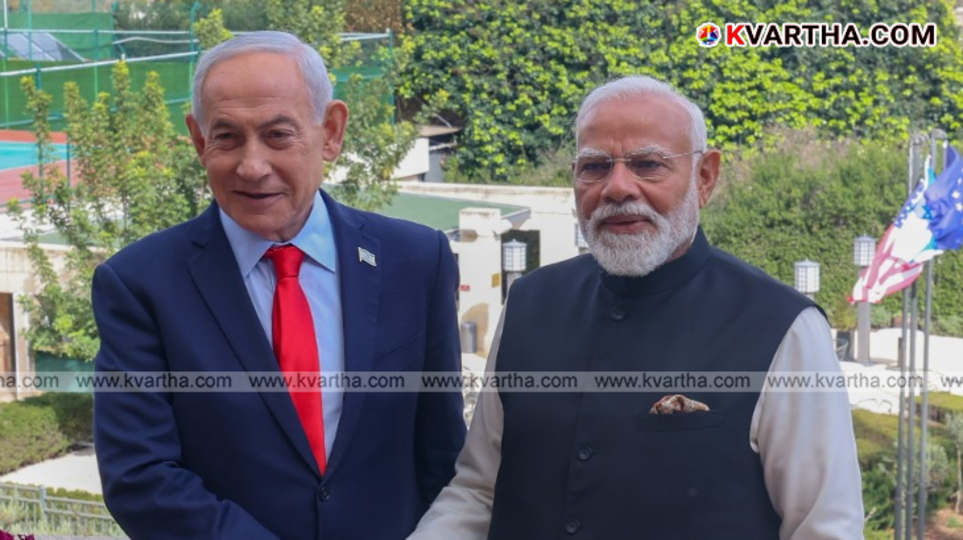 Prime Minister Narendra Modi and Benjamin Netanyahu meeting in Israel
