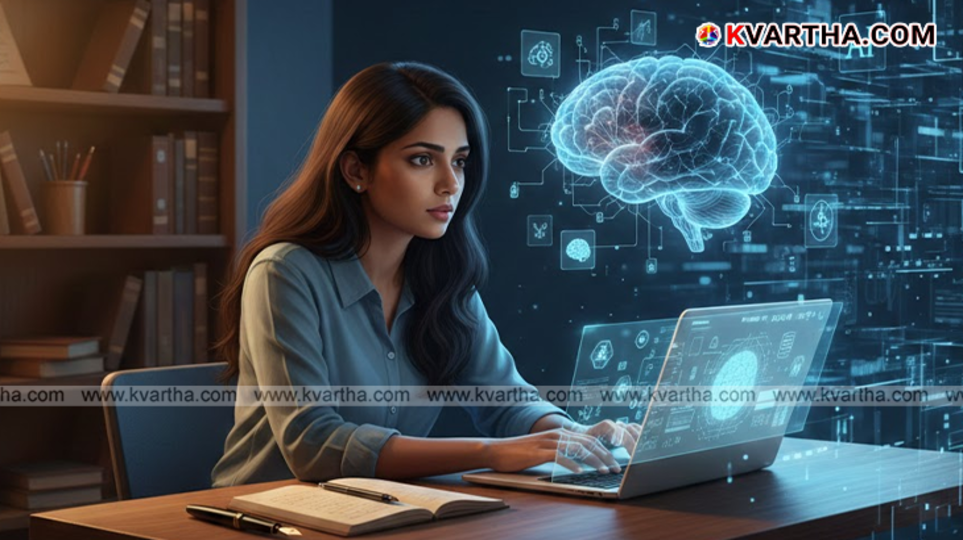 Illustration of AI affecting human brain activity