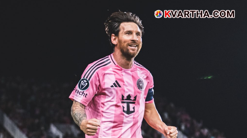 Lionel Messi celebrating a goal for Inter Miami in the MLS 2026 season.
