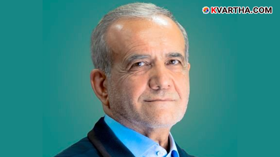 Iranian President Masoud Pezeshkian delivering a recorded televised address