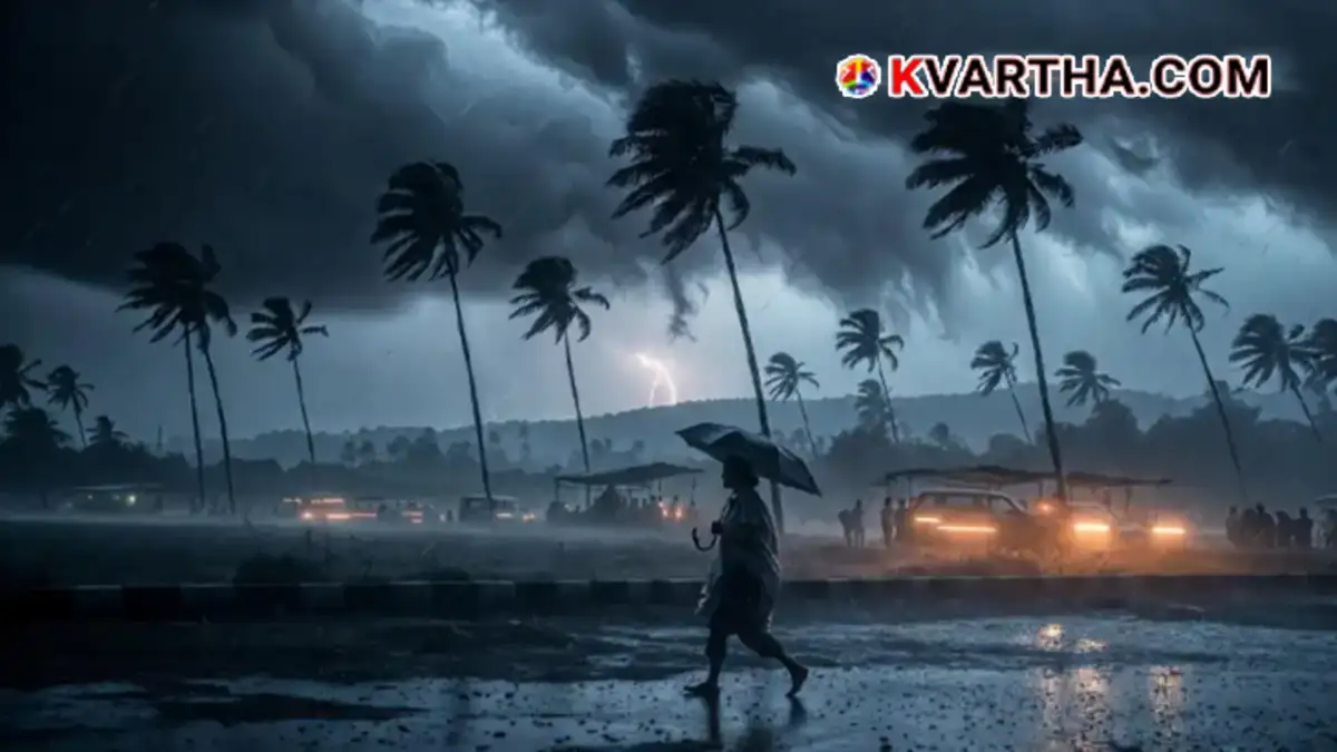 Representational image of heavy monsoon rainfall and overcast sky in Kerala