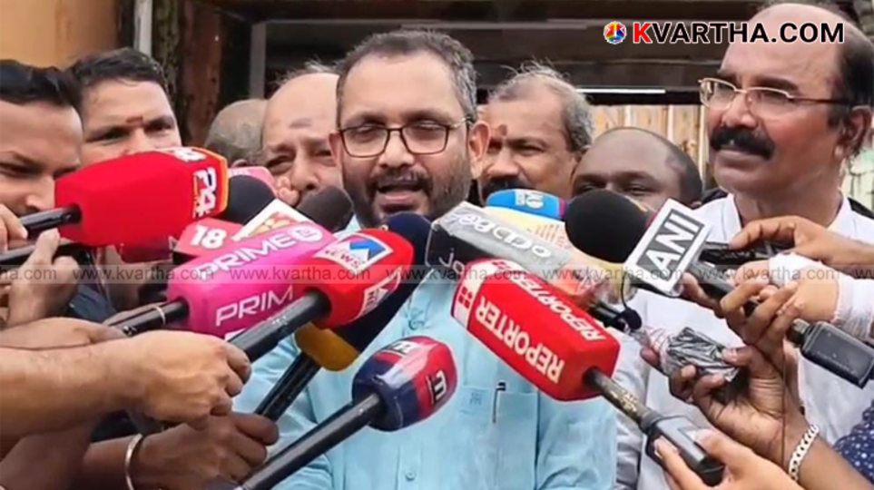 K Surendran, BJP leader, addressing media in Kannur.