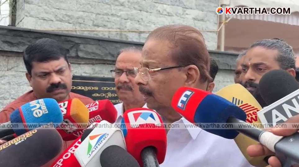  K Sudhakaran speaking to the media on CPI LDF conflict