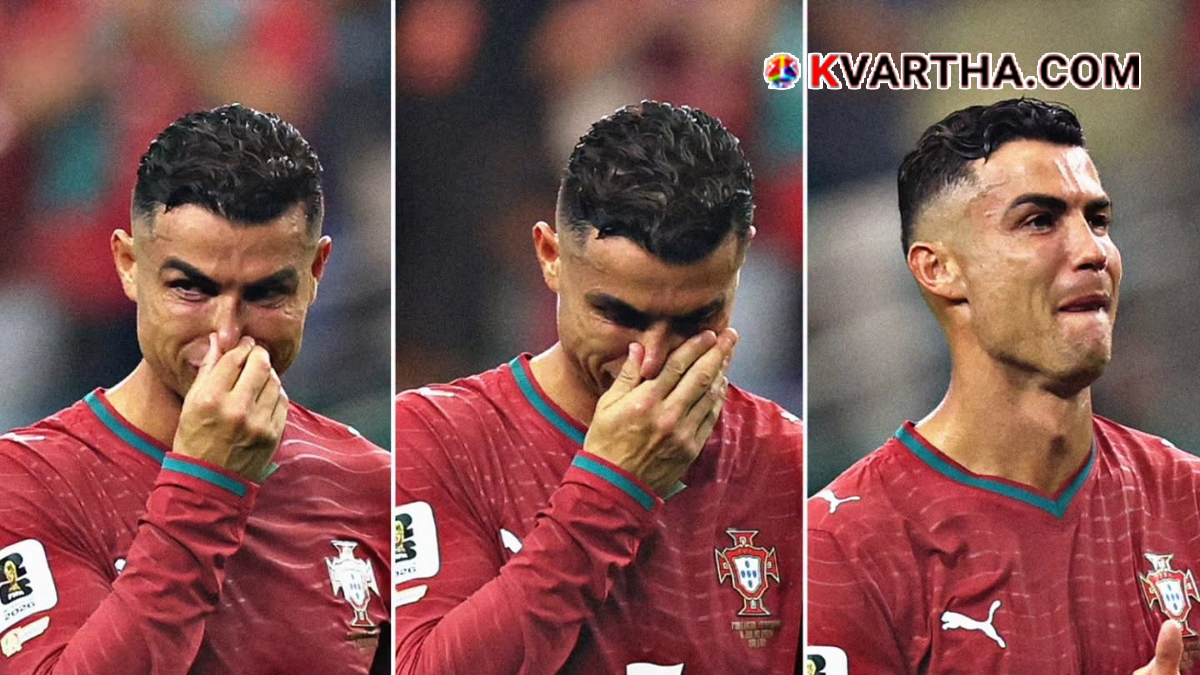Cristiano Ronaldo looking emotional after Portugal's exit
