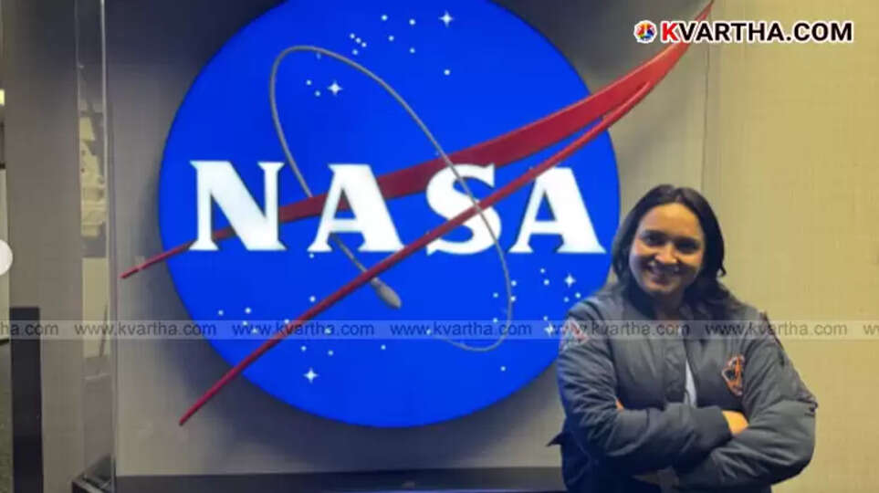 Actress Lena in front of a space shuttle at NASA.
