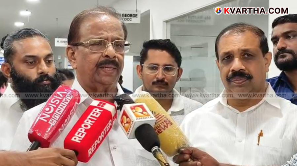 K. Sudhakaran MP addressing media in Kannur.