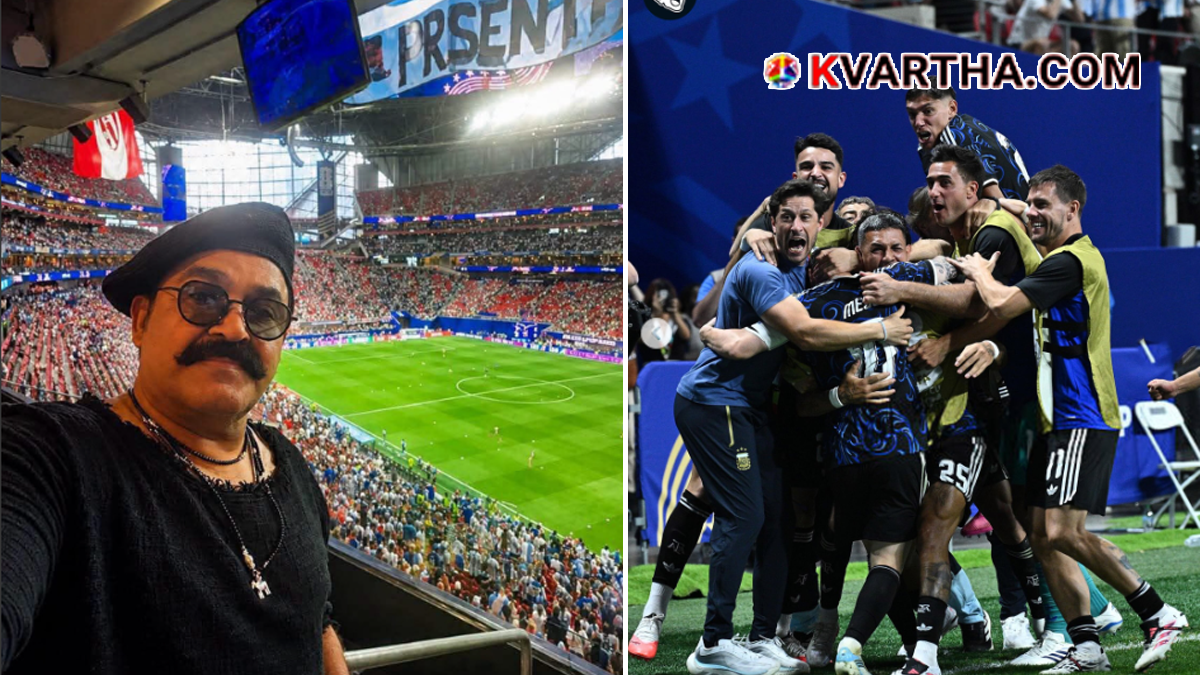 Actor Mohanlal at the football stadium in Atlanta