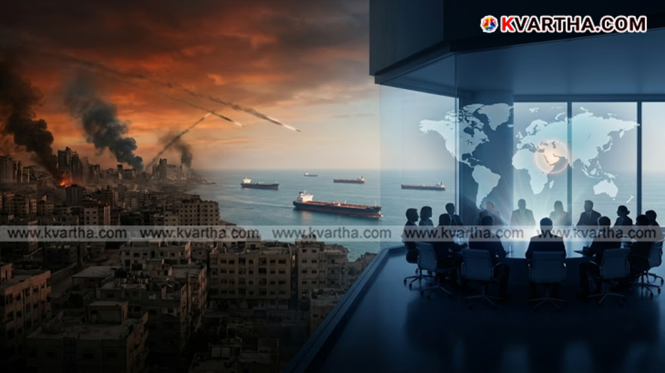 A symbolic view of US-Iran peace efforts and the Strait of Hormuz.