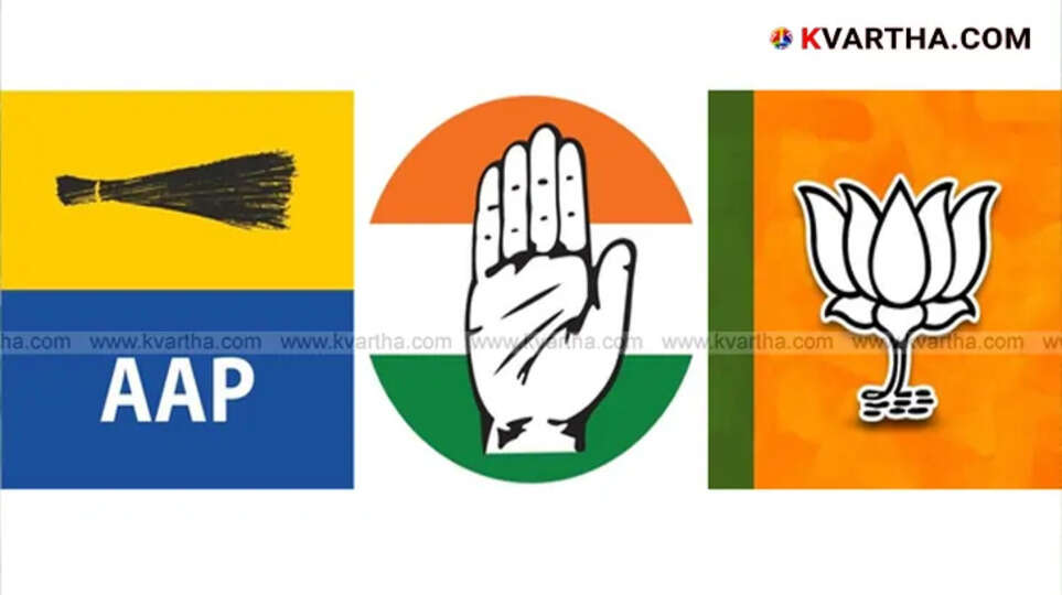 Election results display screen showing party symbols and vote counts.