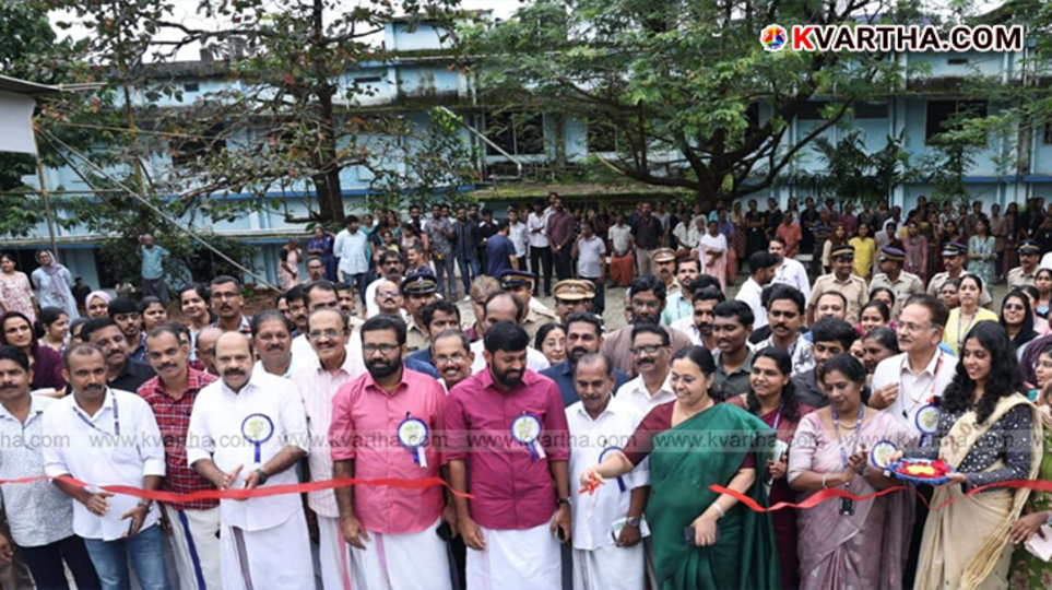 Health Minister Veena George inaugurating the new ladies' hostel at Kannur Government Ayurveda College.