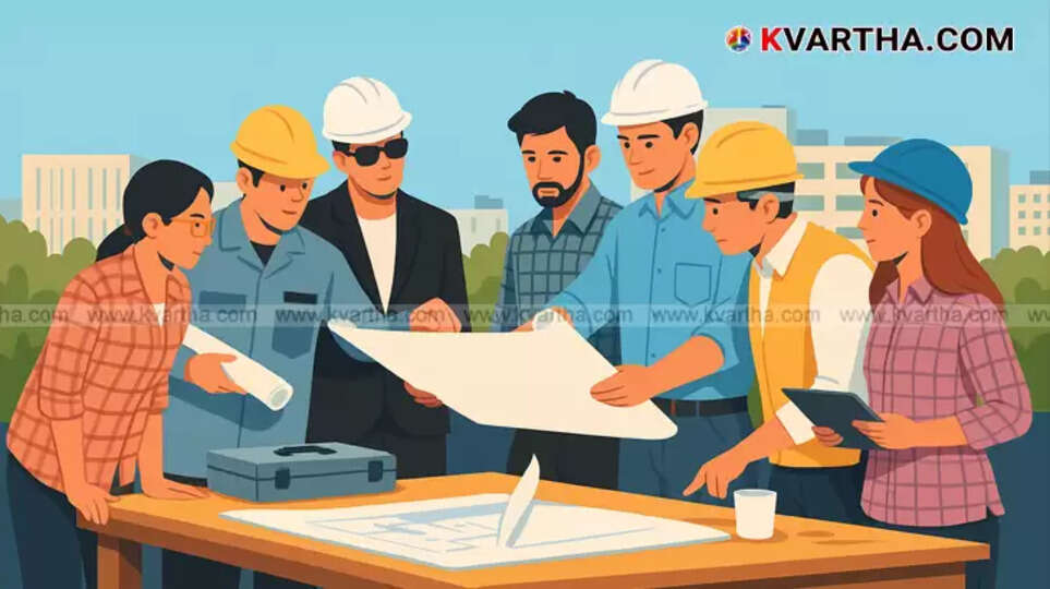 A barren construction site or a civil engineering blueprint, symbolizing the decline of the civil engineering field as students opt for IT careers.