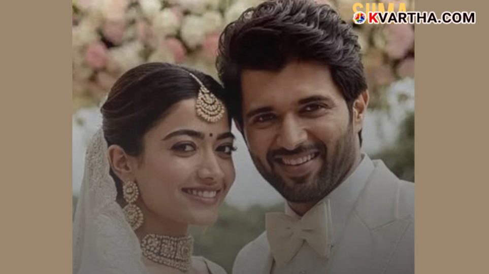 A viral wedding invitation card mentioning the names of Vijay Deverakonda and Rashmika Mandanna.