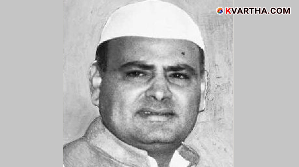 A black and white portrait of Feroze Gandhi, a prominent Indian politician.