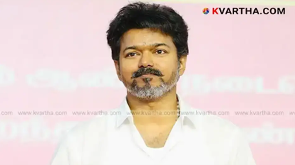 Thalapathy Vijay during a political rally of Tamilaga Vettri Kazhagam.