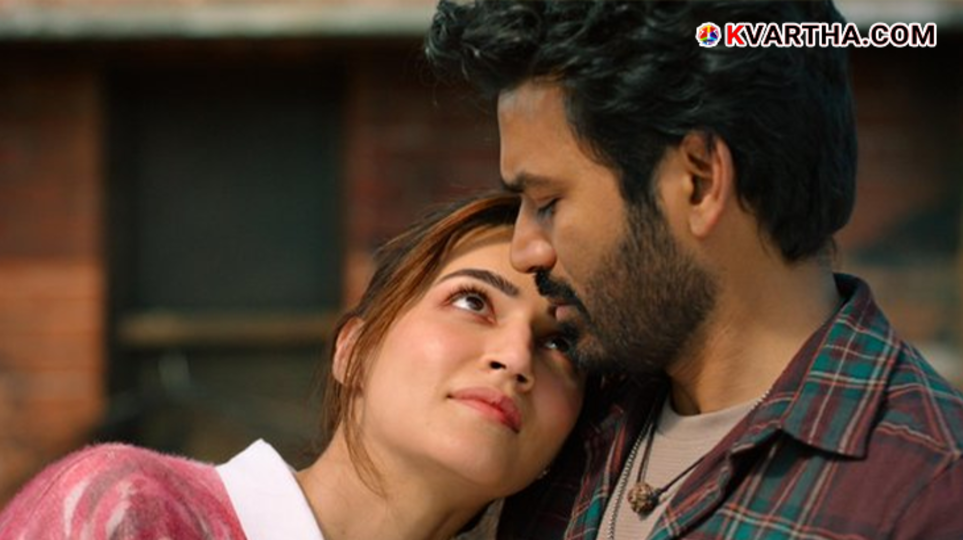 Dhanush and Kriti Sanon posing for the movie Tere Ishk Mein.